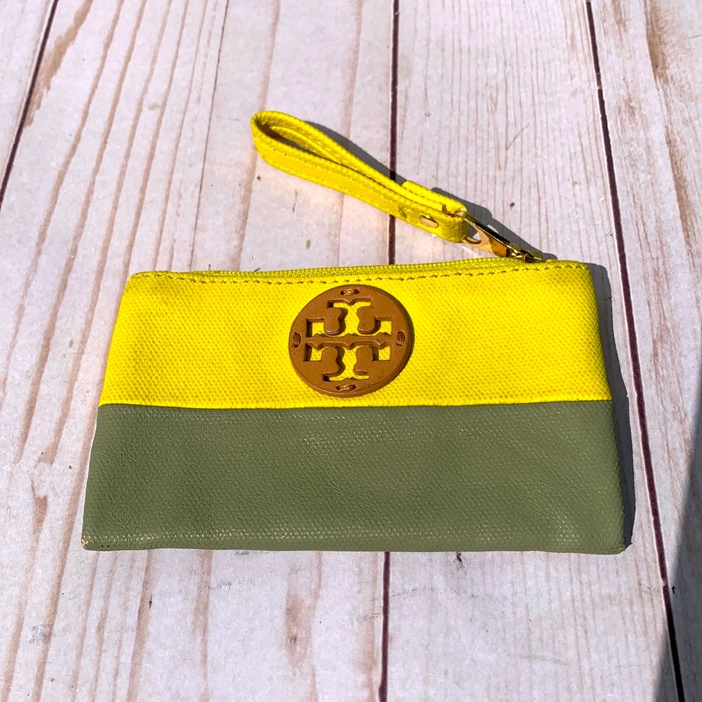 Tory Burch cardholder neon yellow oil cloth